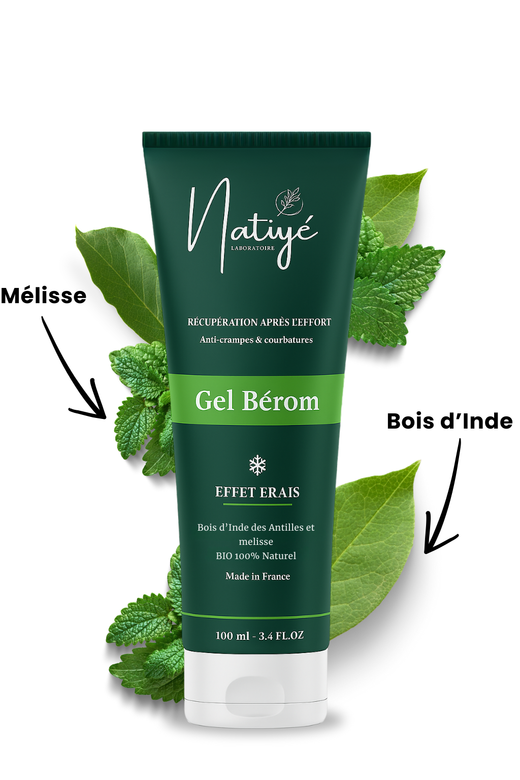 Gel naturel Berom aux plantes médicinales de Guadeloupe, soulage les tensions grâce aux savoirs traditionnels créoles