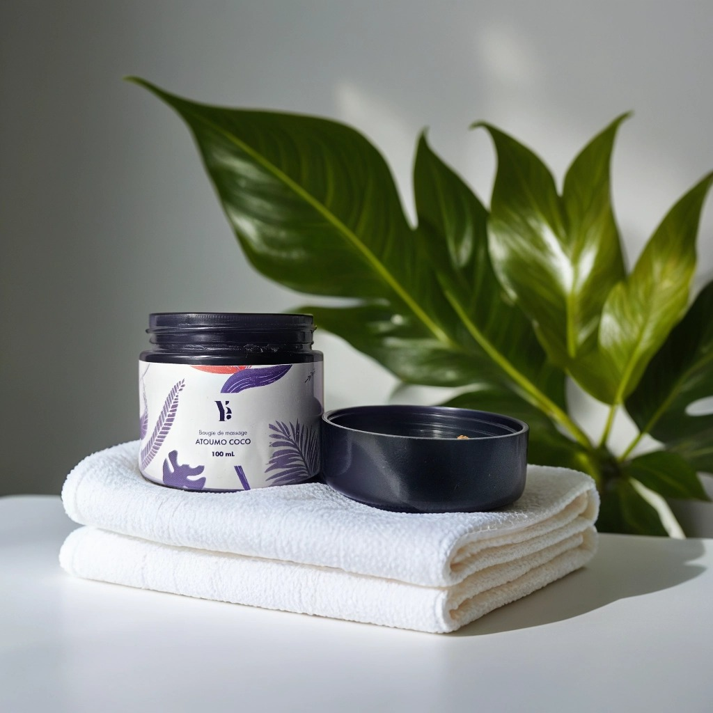 Bougie de massage Atoumo-Coco, rituel sensoriel pour nourrir, apaiser et détendre